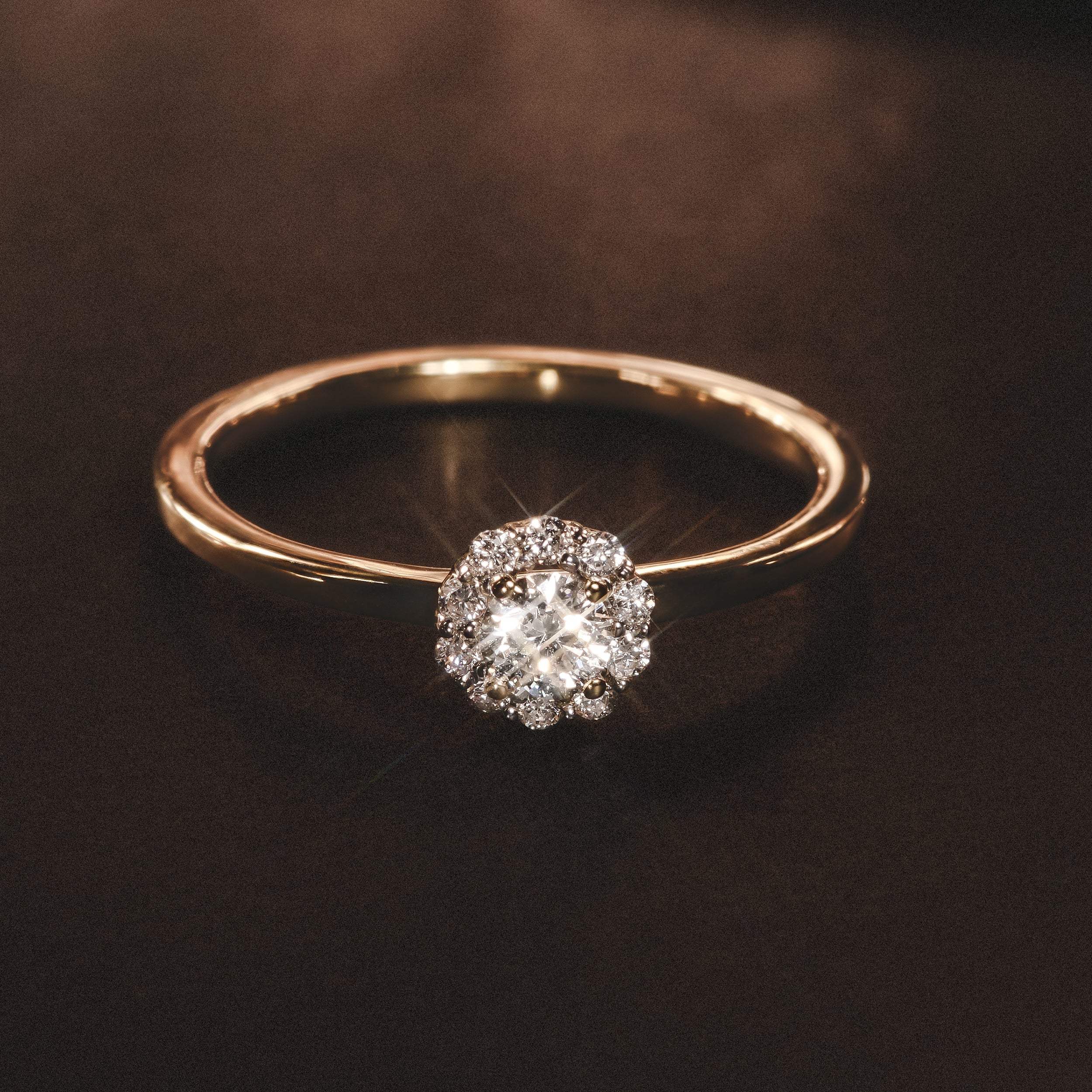 The Fleur Halo 0.30ct Round Cut Lab Diamond Ring in 18K Gold Vermeil
